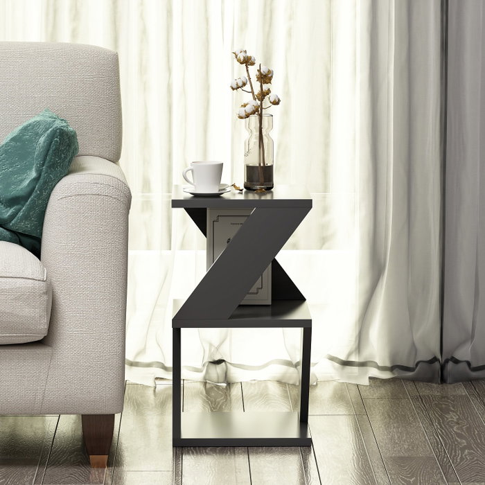 Hanah Home Mesa Auxiliar Antracita 30x50x30 cm Tablero Melamina Moderno Elegante